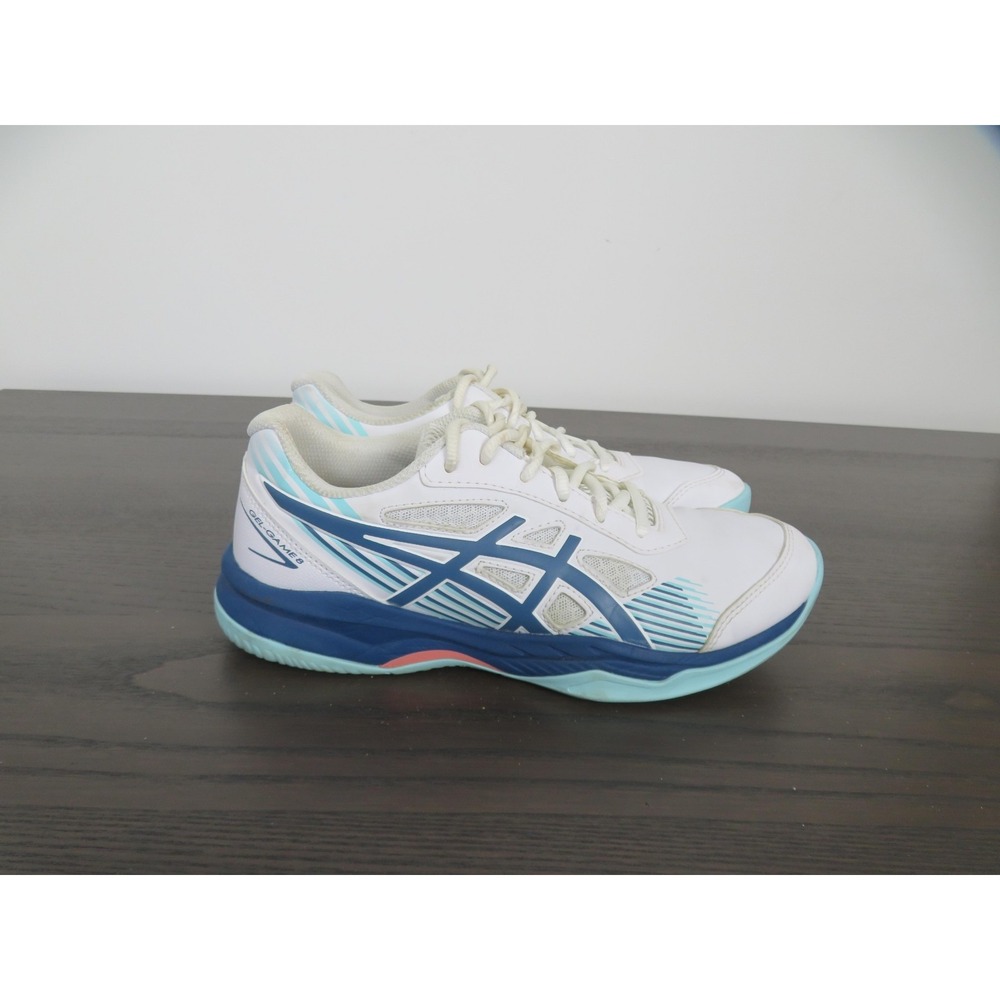 Asics Gel-Game 8 Shoes Womens 8 White Blue Tennis Pickleball Sneakers 1044A025